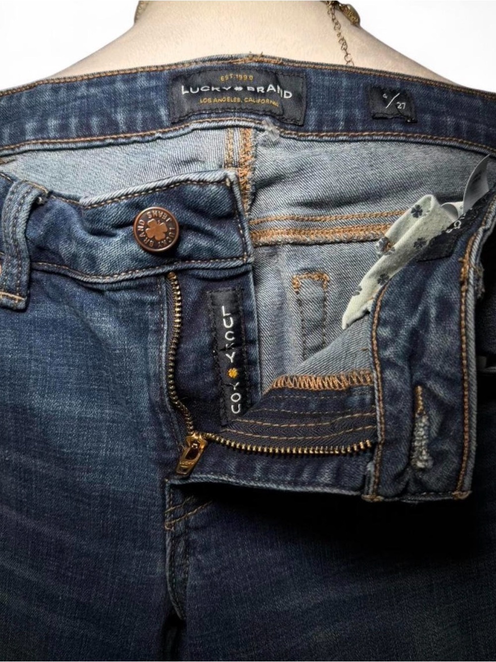 Lucky Brand Men's Dark Blue Skinny Jeans with Contrast Stitching
